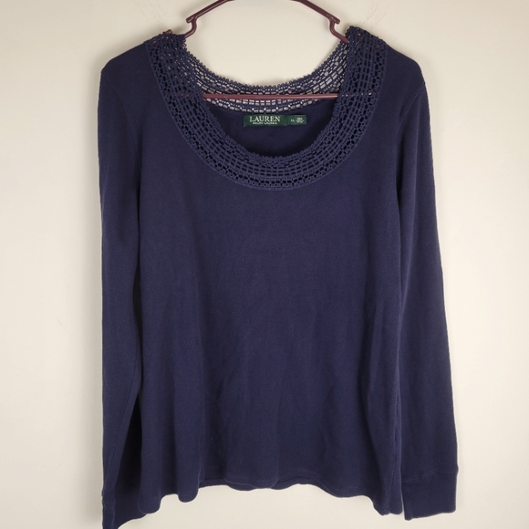 Lauren Ralph Lauren Tops - Lauren Ralph Lauren Navy Blue Long Sleeve Tee XL
